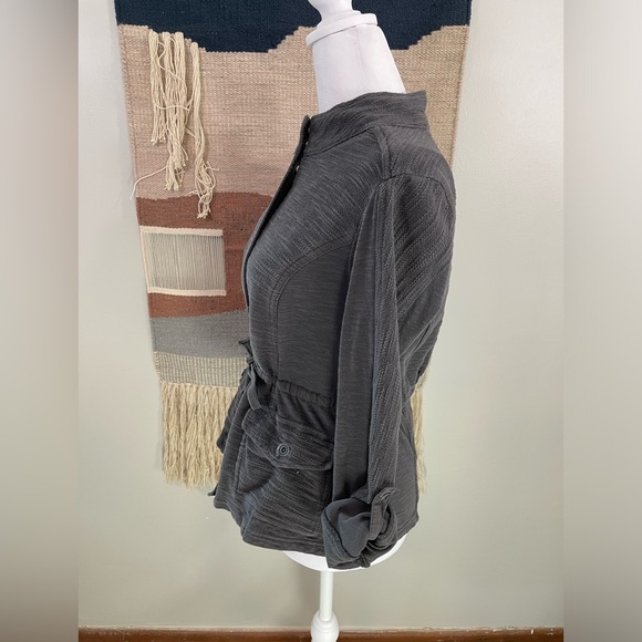 Anthropologie Saturday Sunday Gray Roll Sleeve Knit Zip Jacket M - Picture 2 of 7